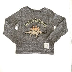 Retro Brand 2T Kids Pizzasaurus Long Sleeve Gray Tee
